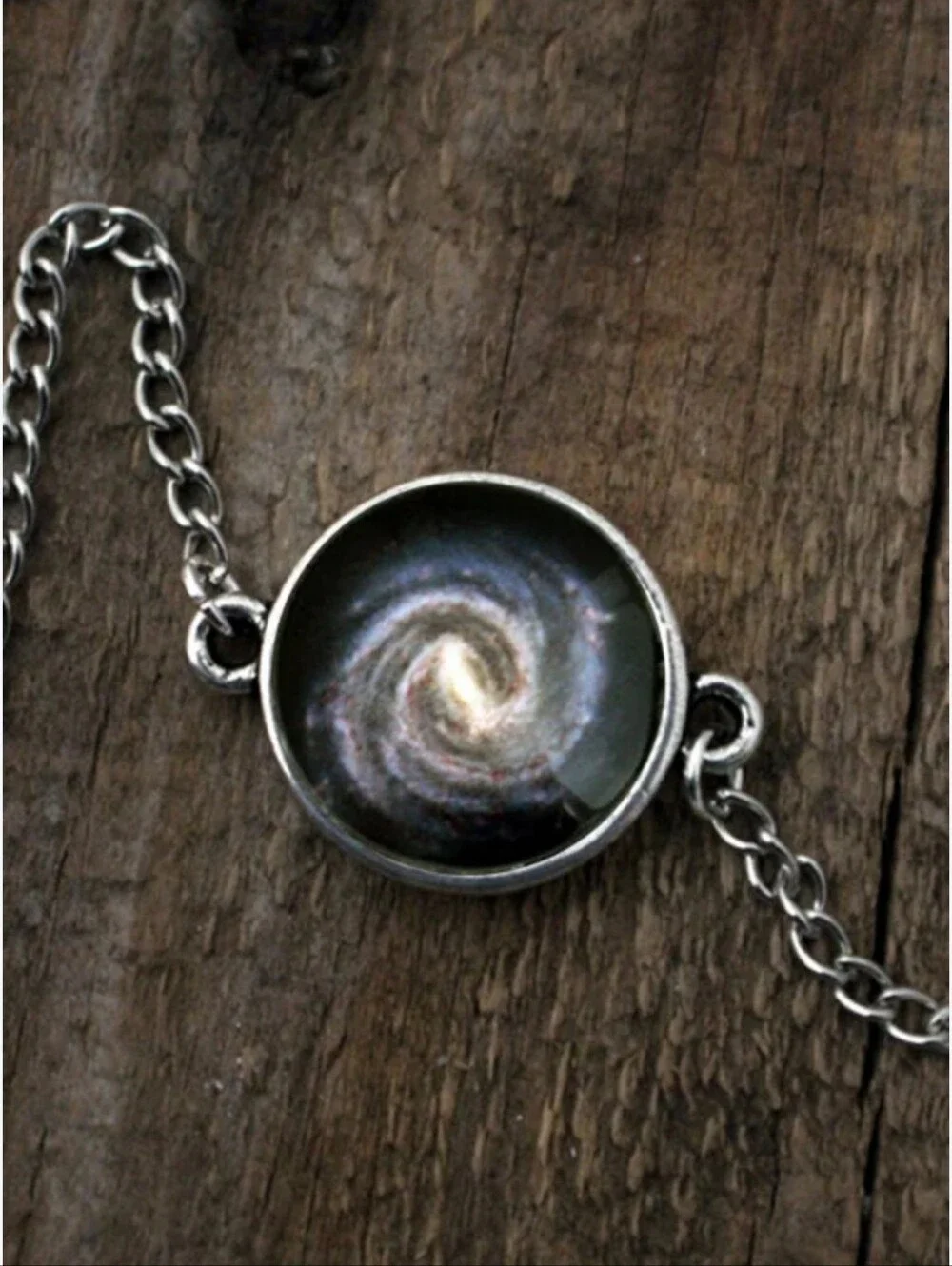 Silver-Tone Galaxy Swirl Bracelet in Purple